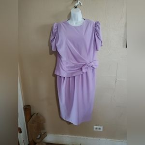 Vintage 80's Classy Lilac Purple Lady Carol Cocktail Dress Bow SZ XLarge Large